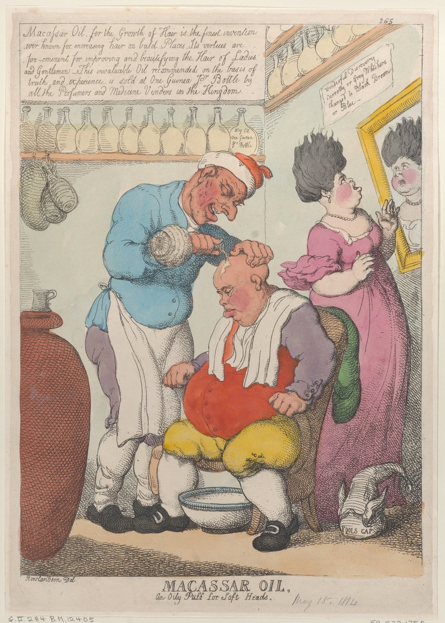 Macassar Oil, An Oily Puff for Soft Heads, March 15, 1814., March 15, 1814. 作者 托马斯·罗兰森