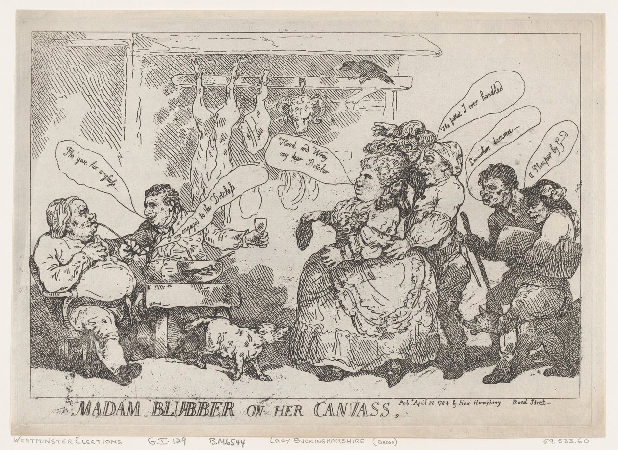 Mrs Blubber On Her Canvass, April 22, 1784., April 22, 1784. 作者 托马斯·罗兰森