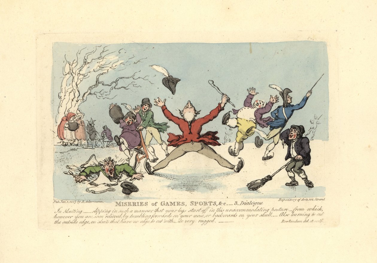 Men falling on ice skates, another falling through the ice, etc. 作者 托马斯·罗兰森