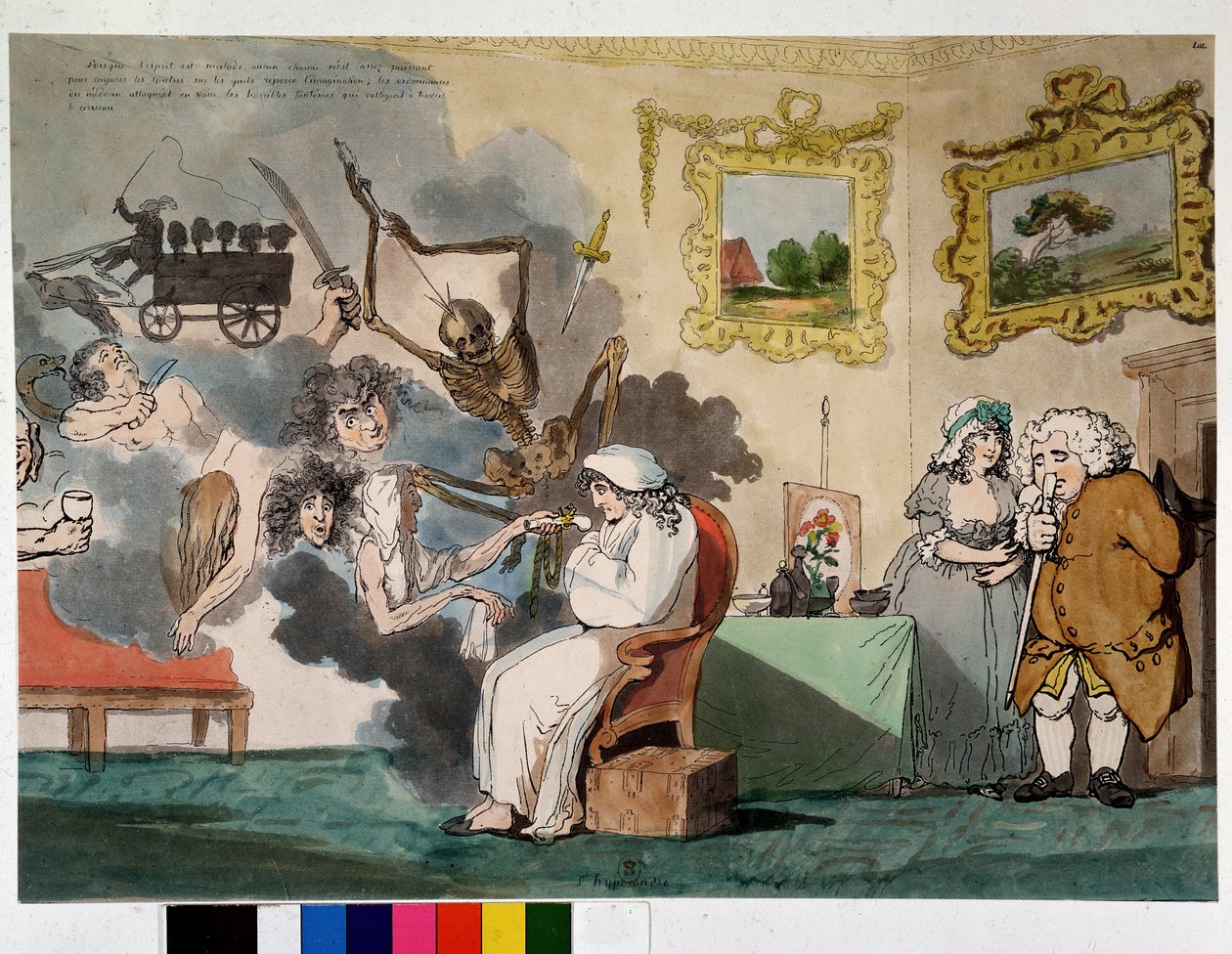 Mental illness and visions: the hypochondrium - drawing by Rowlandson 作者 托马斯·罗兰森
