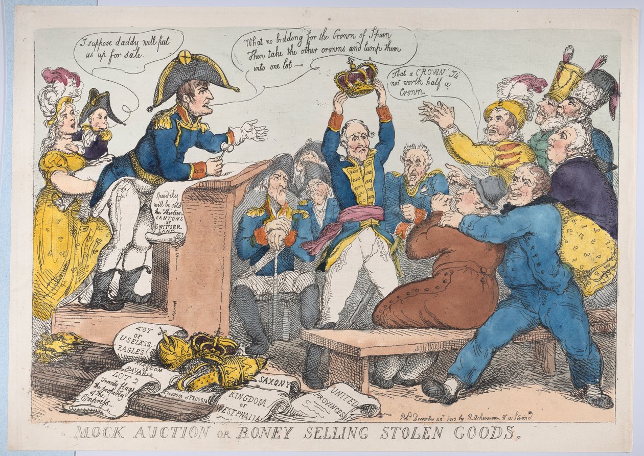Mock Auction or Boney Selling Stolen Goods, December 25, 1813., December 25, 1813. 作者 托马斯·罗兰森