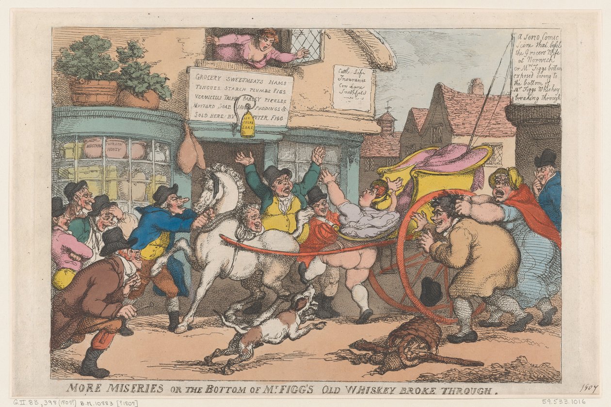 更多的悲惨事件：费格先生的老式威士忌的底部破损了，1807年，1807年。 作者 托马斯·罗兰森