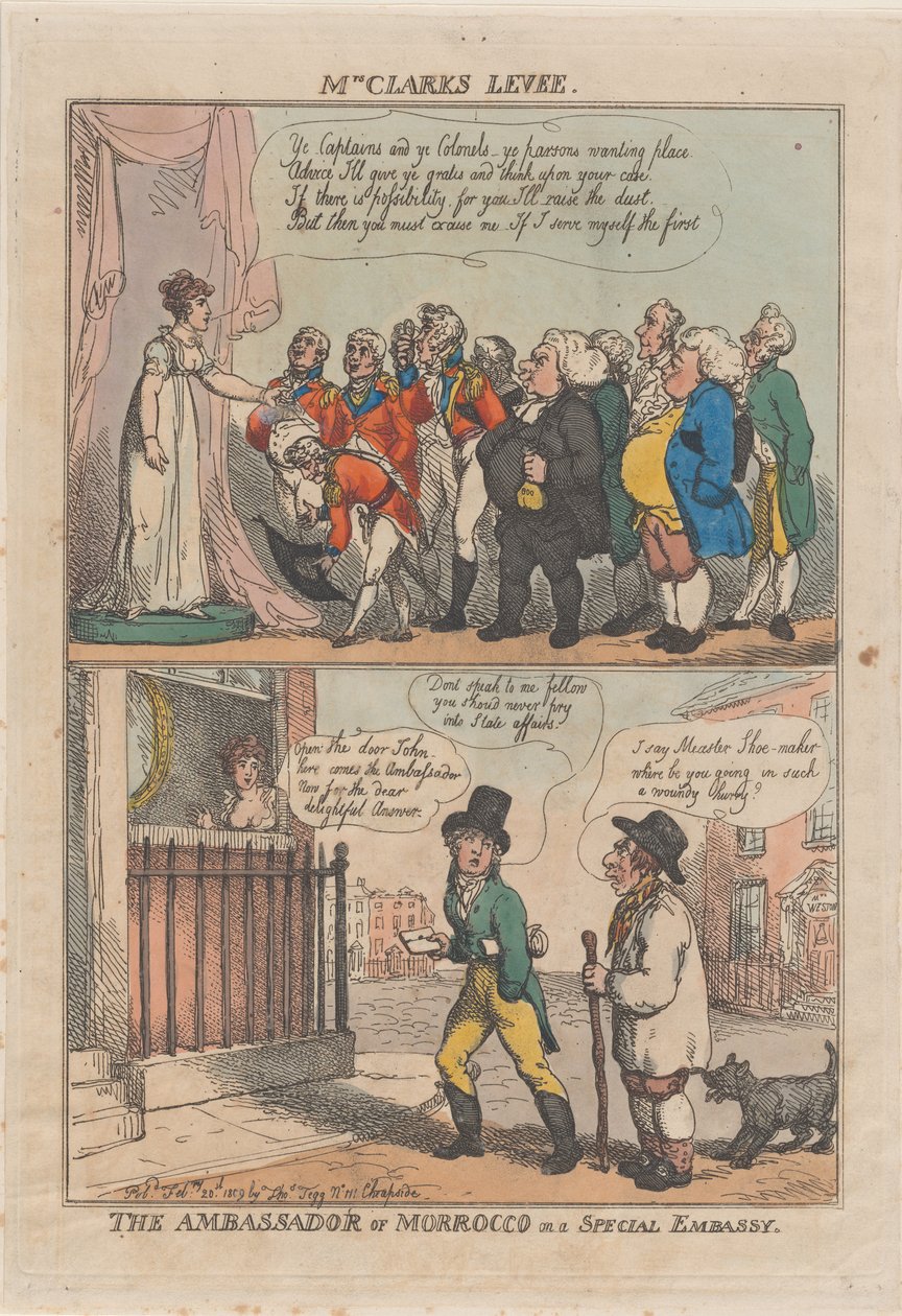 克拉克夫人的堤坝。摩洛哥大使在特别使馆，1809年2月20日。 作者 托马斯·罗兰森