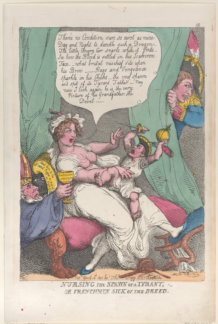 Nursing the Spawn of a Tyrant, April 14, 1811. 护理暴君的后代，1811年4月14日。 作者 托马斯·罗兰森