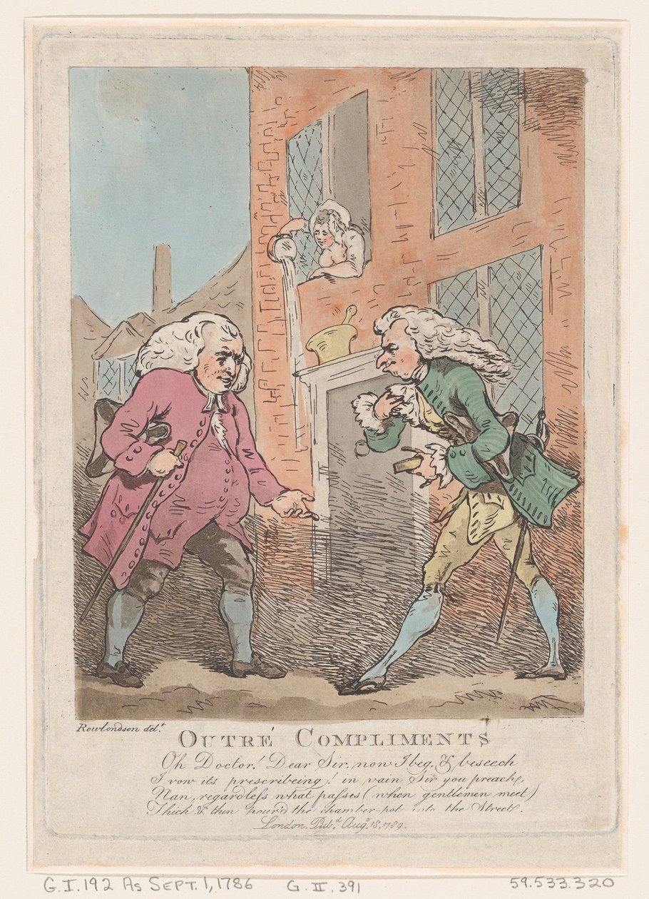 Outré Compliments, August 18, 1786.，1786年8月18日。 作者 托马斯·罗兰森