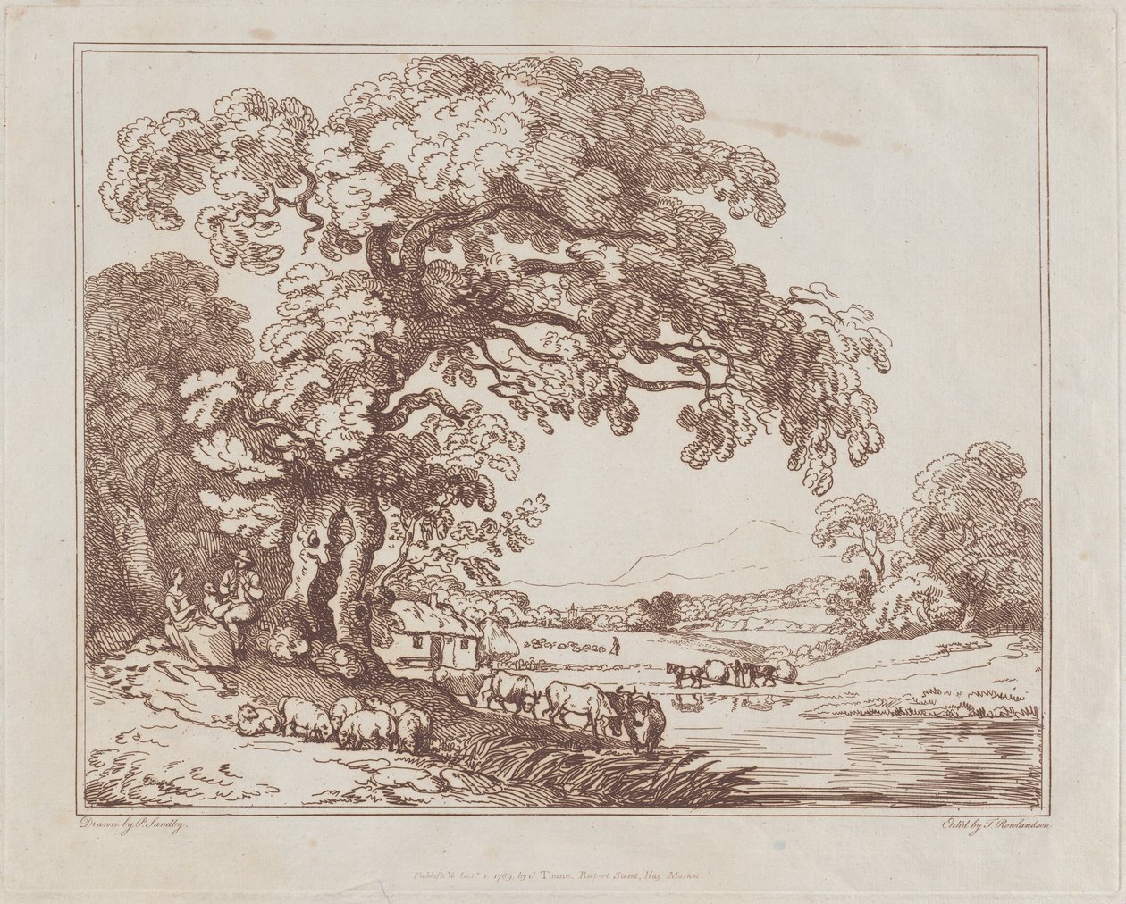 Pastoral Riverside Scene, 1789, 1789年。 作者 托马斯·罗兰森
