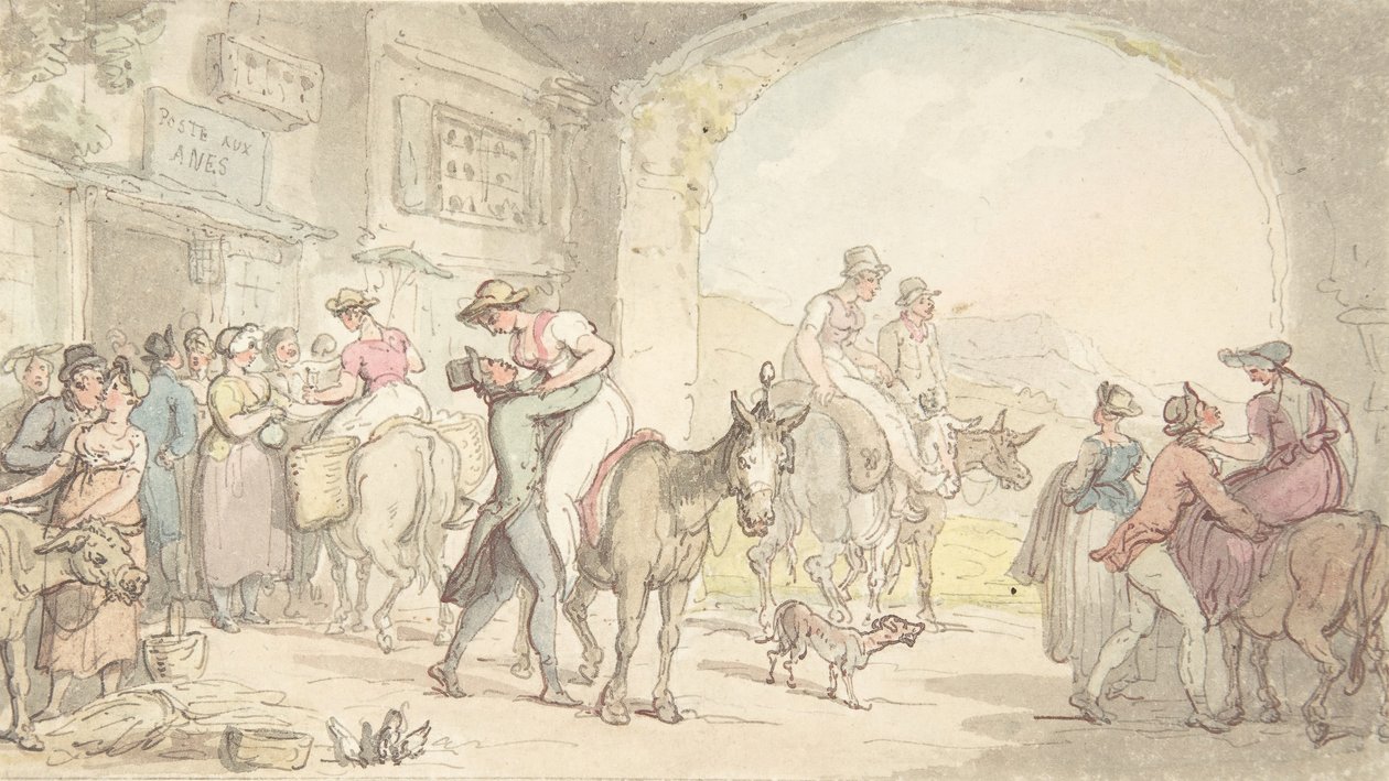 Pleasure of a Poste aux Anes, 摘自《感伤旅行》，约1821年。 作者 托马斯·罗兰森