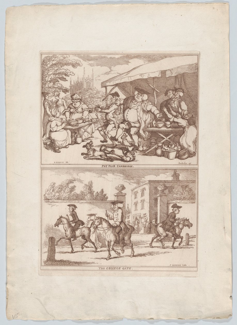 Pot Fair Cambridge, and, The College Gate, 1780-90. , 1780-90. 作者 托马斯·罗兰森