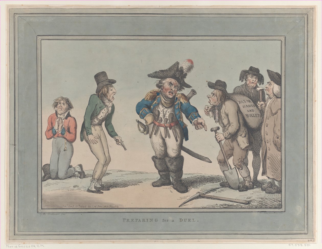 准备决斗，1795年1月12日。, 1795年1月12日。 作者 托马斯·罗兰森