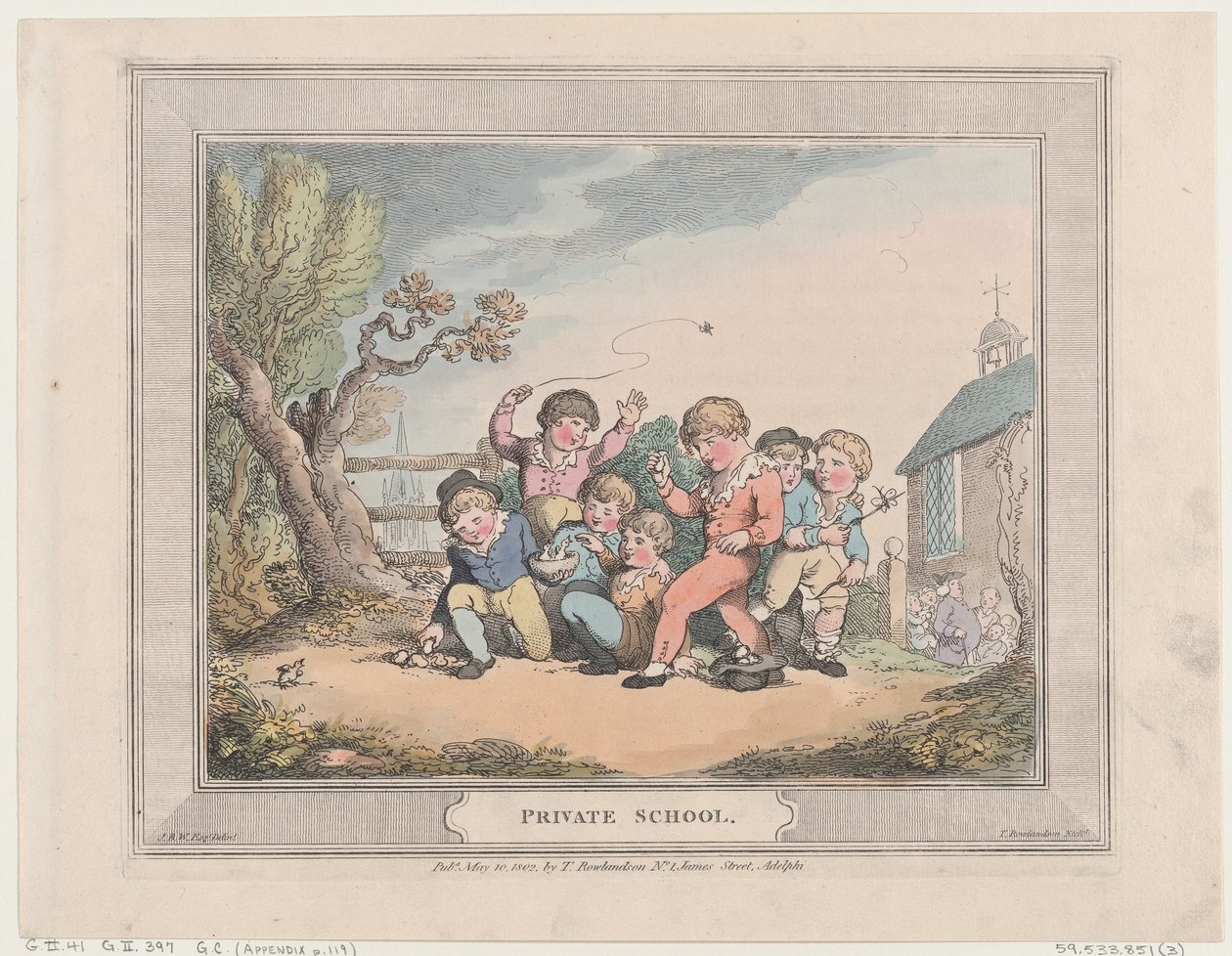 私立学校，1802年5月10日。, May 10, 1802. 作者 托马斯·罗兰森