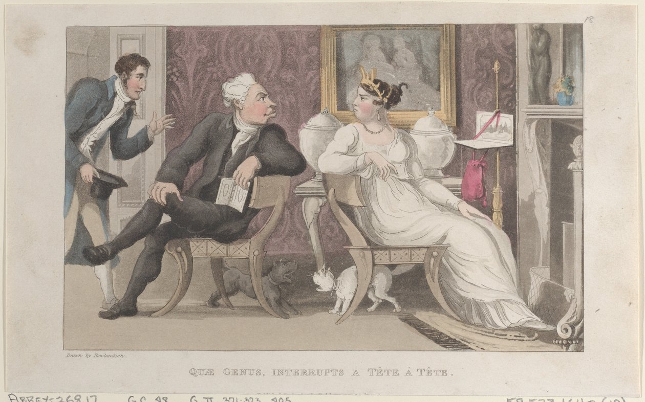Quae Genus, Interrupts a Tête à Tête, from The History of Johnny Quae Genus, T.., January 1, 1822. 作者 托马斯·罗兰森