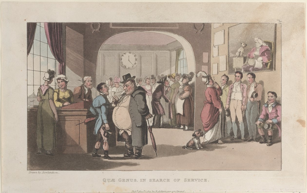Quae Genus in Search of Service, from The History of Johnny Quae Genus, The Lit..., August 1, 1821. 作者 托马斯·罗兰森