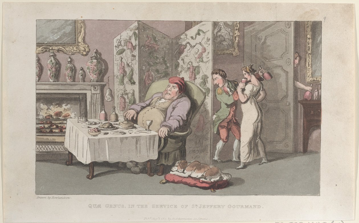 Quae Genus, in the Service of Sr. Jeffery Gourmand, from The History of Johnny ..., August 1, 1821. 作者 托马斯·罗兰森