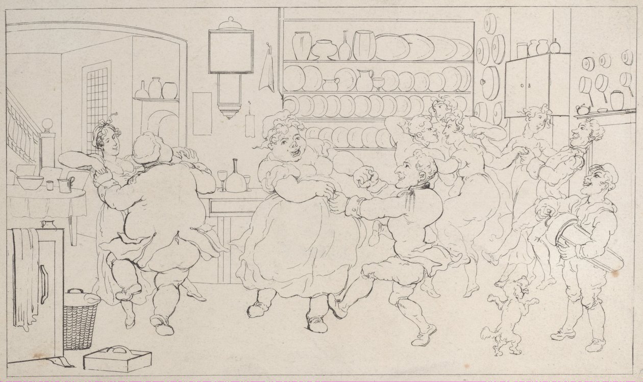 Quae Genus in the Sports of the Kitchen, from The History of Johnny Quoe Genus: the Littl..., 1822. 作者 托马斯·罗兰森