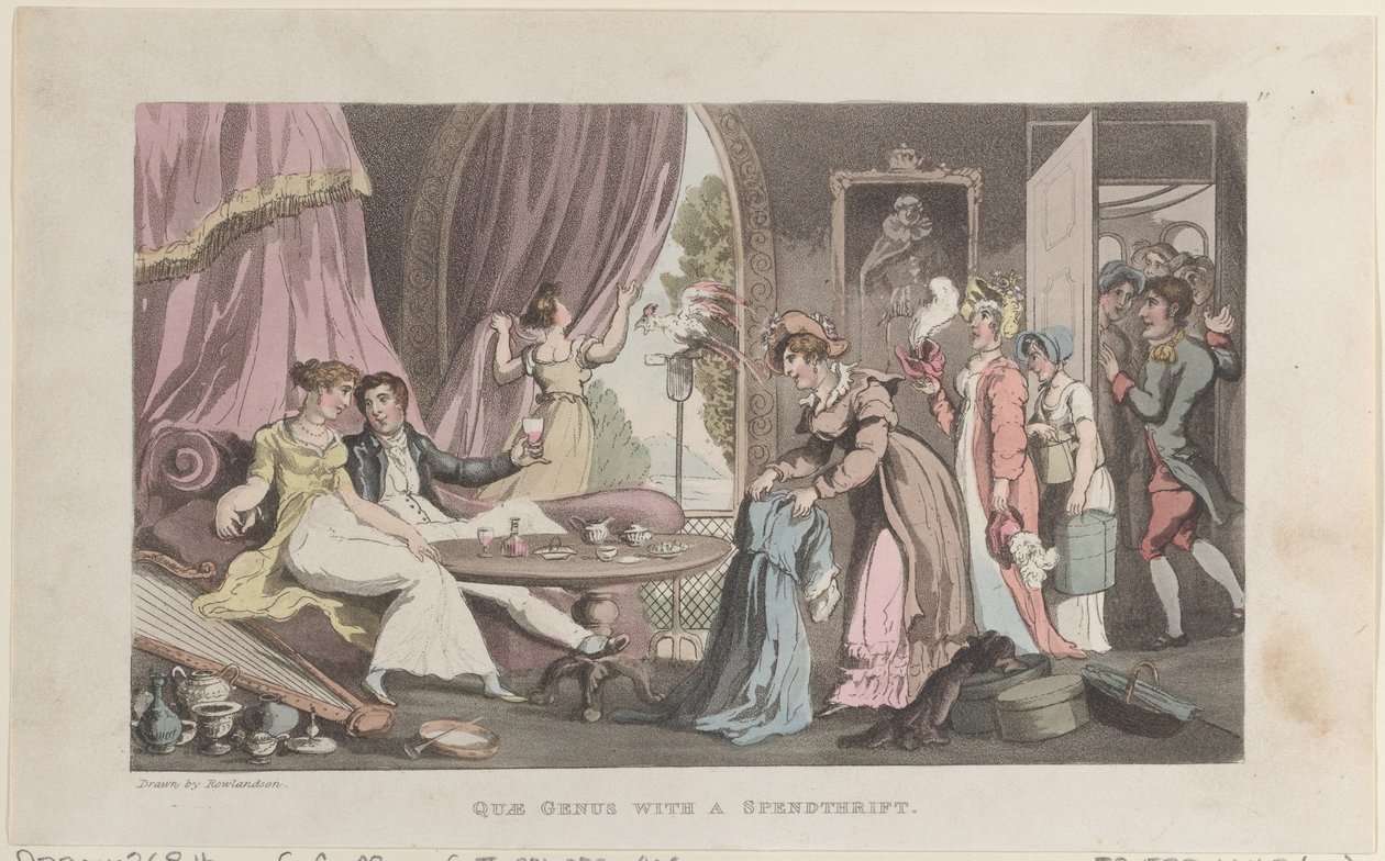Quae Genus with a Spendthrift, from The History of Johnny Quae Genus, The Li..., September 1, 1821. 作者 托马斯·罗兰森