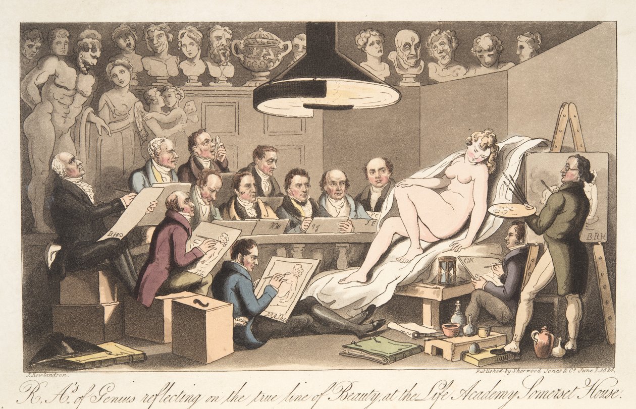 R --- A ---天才的ys，反映在生命学院的美丽真实路线上，Somerset House，来自The English Spy，pub。 1824年（手工彩色雕刻） 作者 托马斯·罗兰森