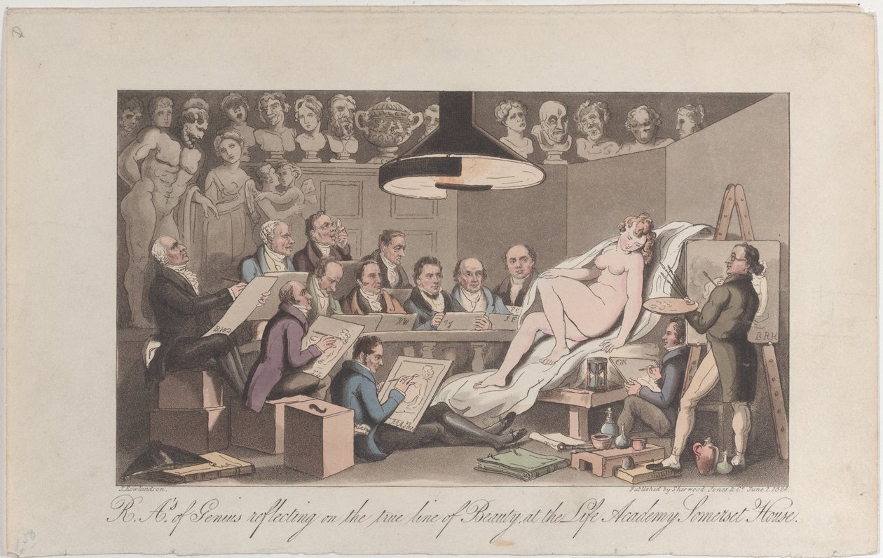R.A. of Genius Reflecting on the True Line of Beauty, at the Life Academy Somers..., June 1, 1824. 作者 托马斯·罗兰森