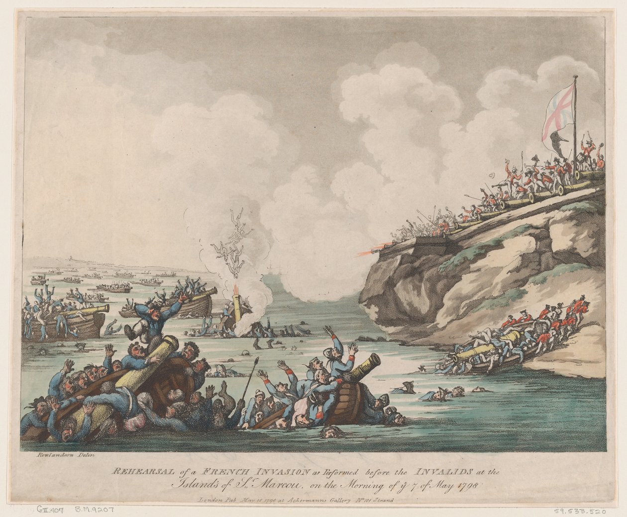 1798年5月18日，在......群岛的残废者面前进行的法国入侵排练。 作者 托马斯·罗兰森