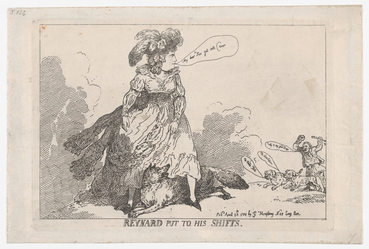 Reynard Put To His Shifts, April 23, 1784., April 23, 1784. 作者 托马斯·罗兰森