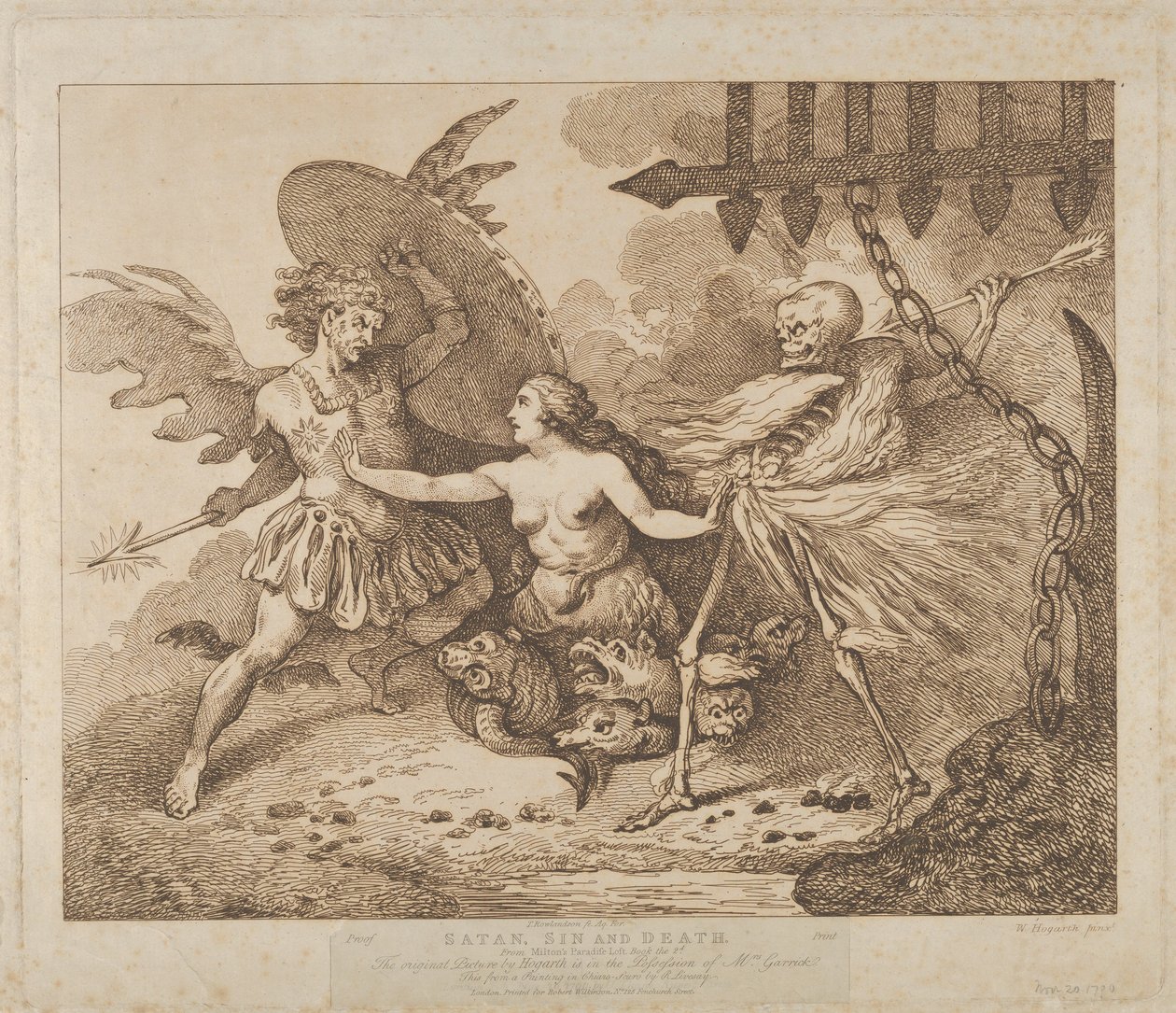 Satan, Sin and Death失乐园，第二册，1790年后。 作者 托马斯·罗兰森