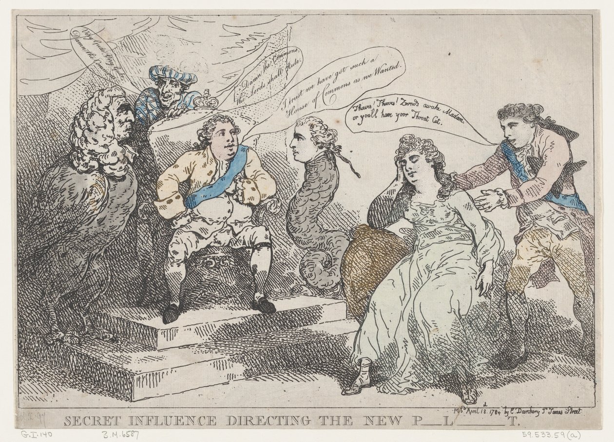 Secret Influence Directing The New P-l-t [Parliament], May 18, 1784., May 18, 1784. 作者 托马斯·罗兰森