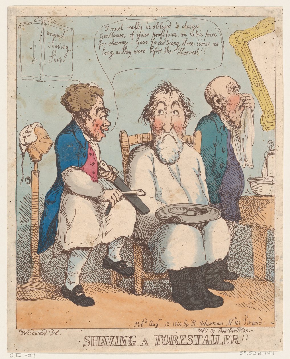 Shaving a Forestaller, August 15, 1800., August 15, 1800. 作者 托马斯·罗兰森