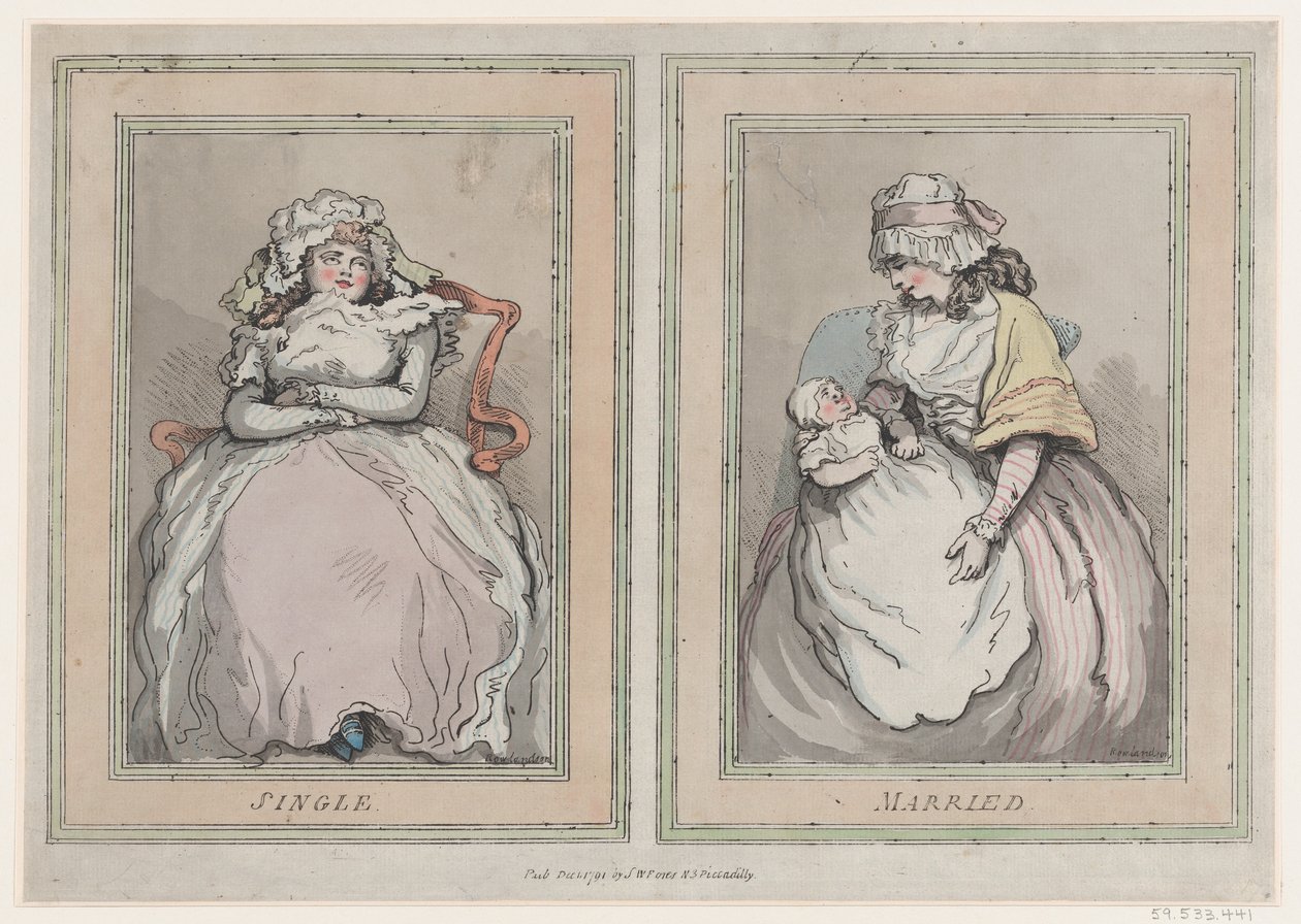 Single and Married, December 1, 1791., 1791年12月1日。 作者 托马斯·罗兰森