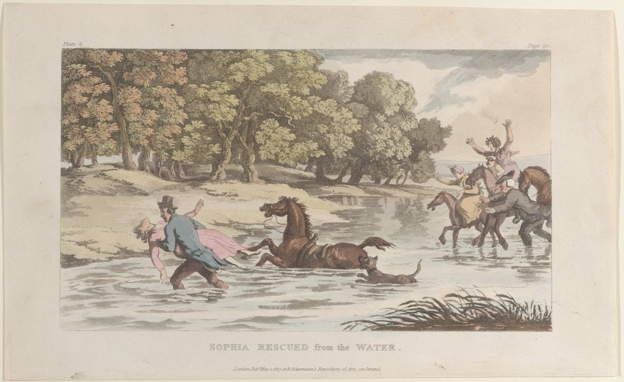Sophia Rescued from the water, from The Vicar of Wakefield, May 1, 1817., May 1, 1817. 作者 托马斯·罗兰森
