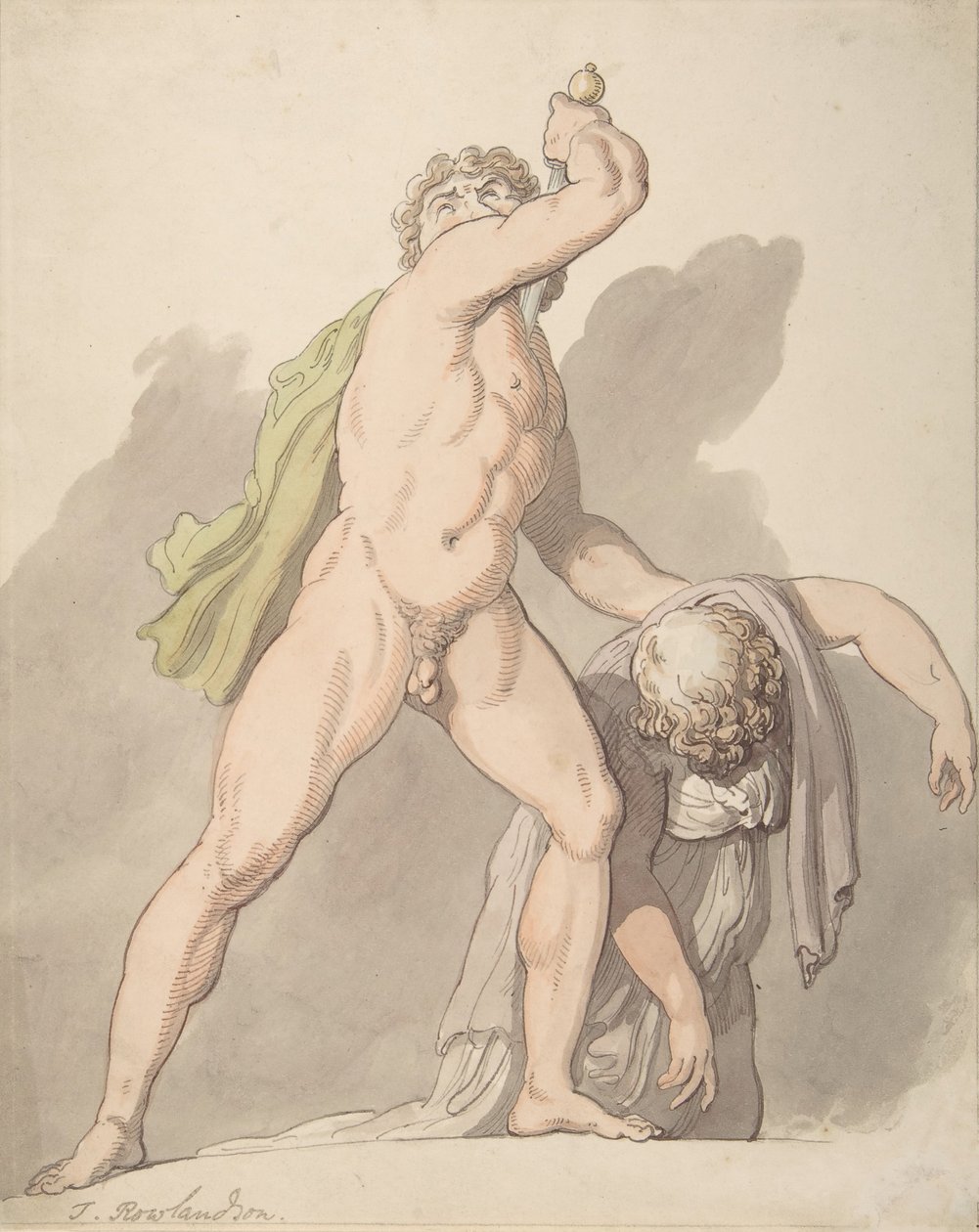 站立的裸体男子支撑着昏倒的女性卢多维西-高尔在乌菲兹，1780-1827。 作者 托马斯·罗兰森
