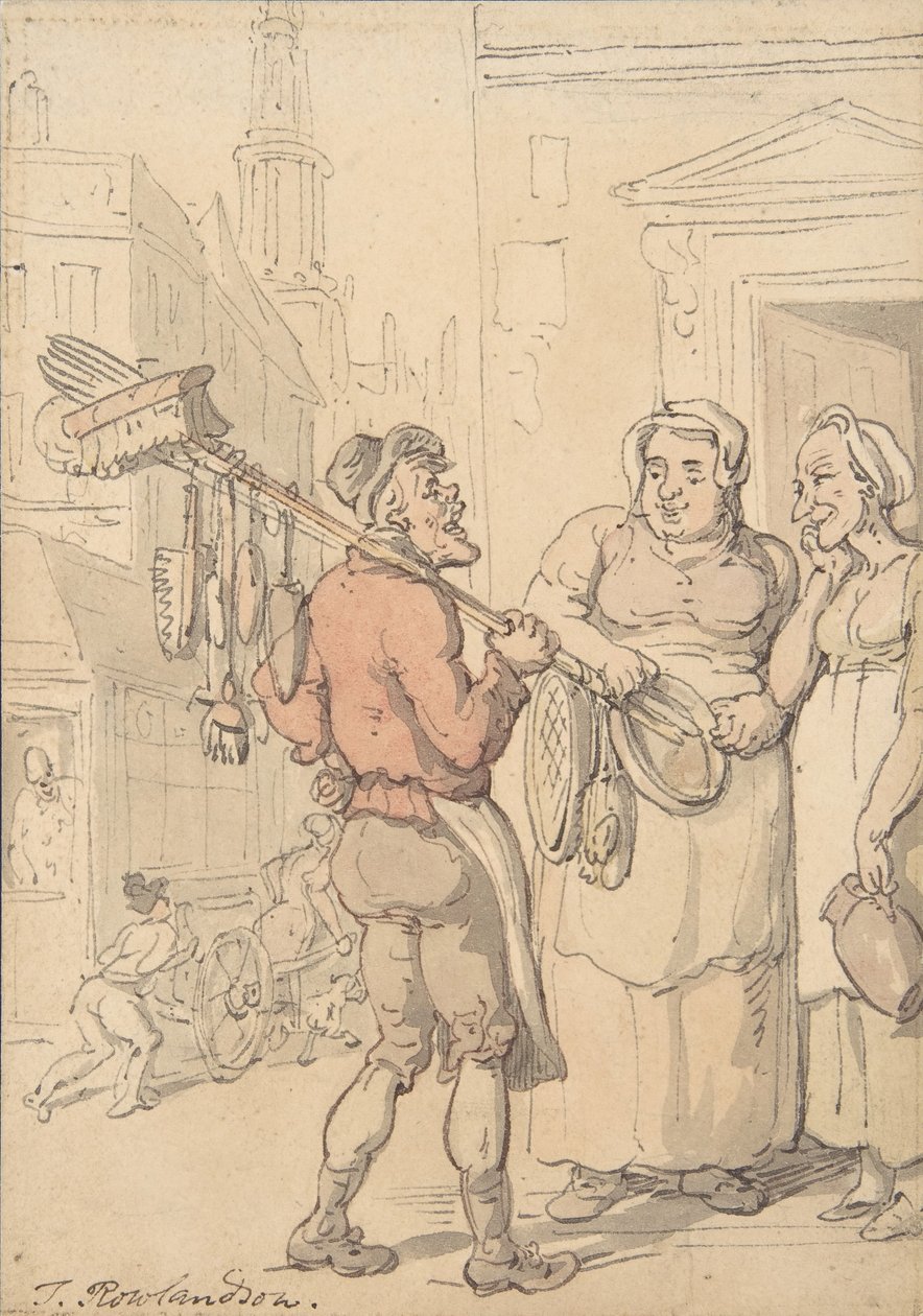 街景：卖画笔的人，1780-1827。 作者 托马斯·罗兰森