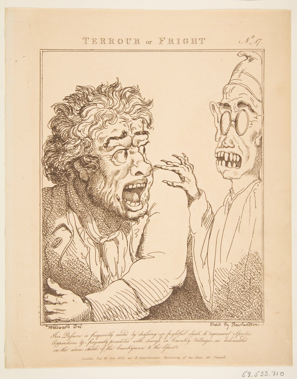 Terrour or Fright Le Brun Travested, or Caricatures of the Passions, January 21, 1800. 作者 托马斯·罗兰森