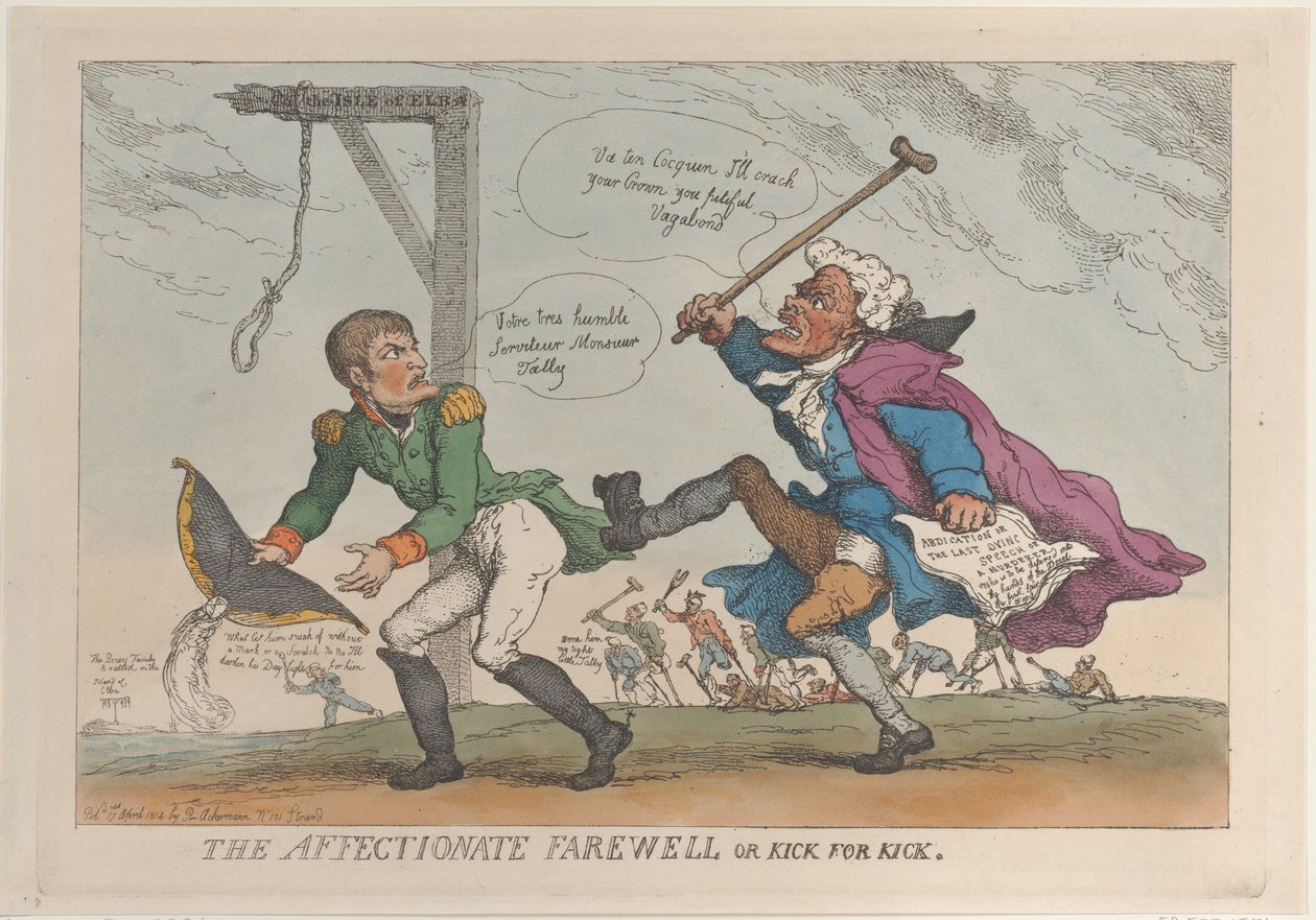 The Affectionate Farewell, or Kick for Kick, April 17, 1814., April 17, 1814. 作者 托马斯·罗兰森