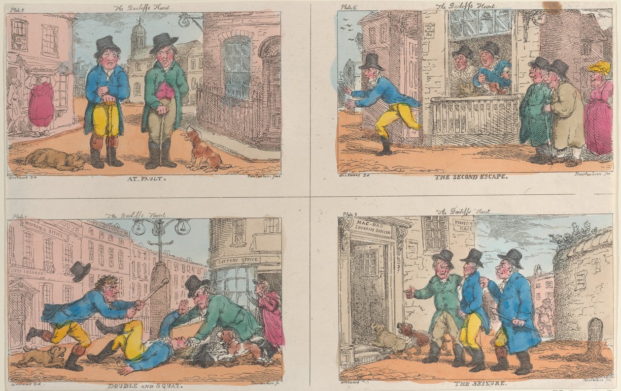 法警的狩猎：At Fault, The Second Escape, Double and Squat, and The Seizure, 1809., 1809. 作者 托马斯·罗兰森