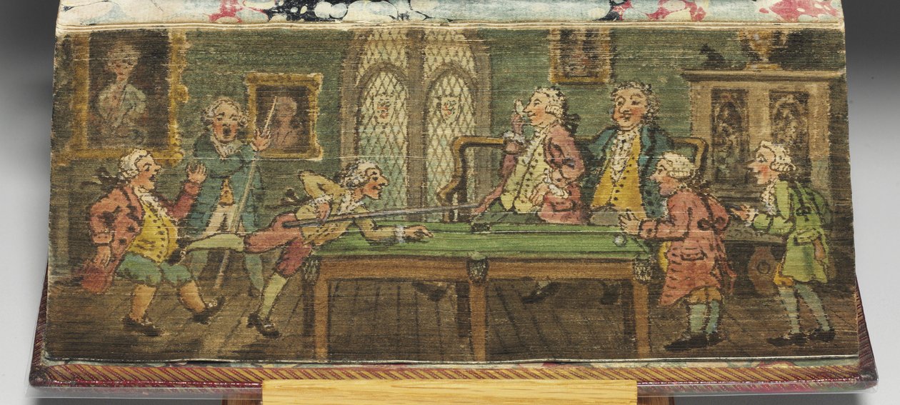 “共同祈祷之书”，《台球游戏》一幅前沿绘画的细节，1772年 作者 托马斯·罗兰森