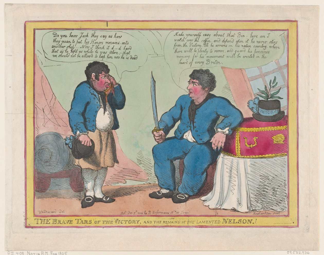 The Brave Tars of the Victory, and The Remains of the Lamented Nelson!, May 1, 1806. 作者 托马斯·罗兰森