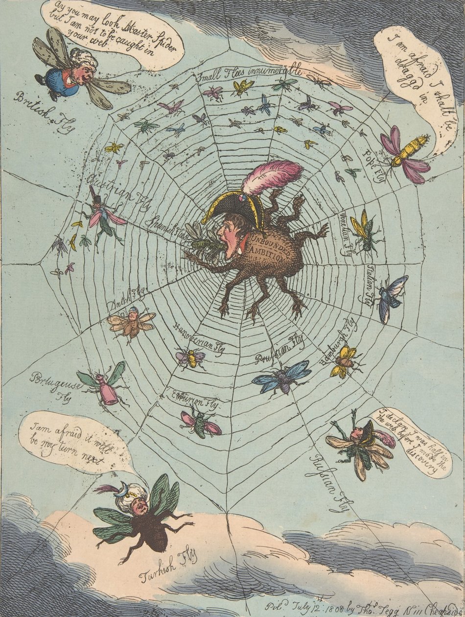 科西嘉蜘蛛在他的网上！，1808年7月12日。，1808年7月12日。 作者 托马斯·罗兰森