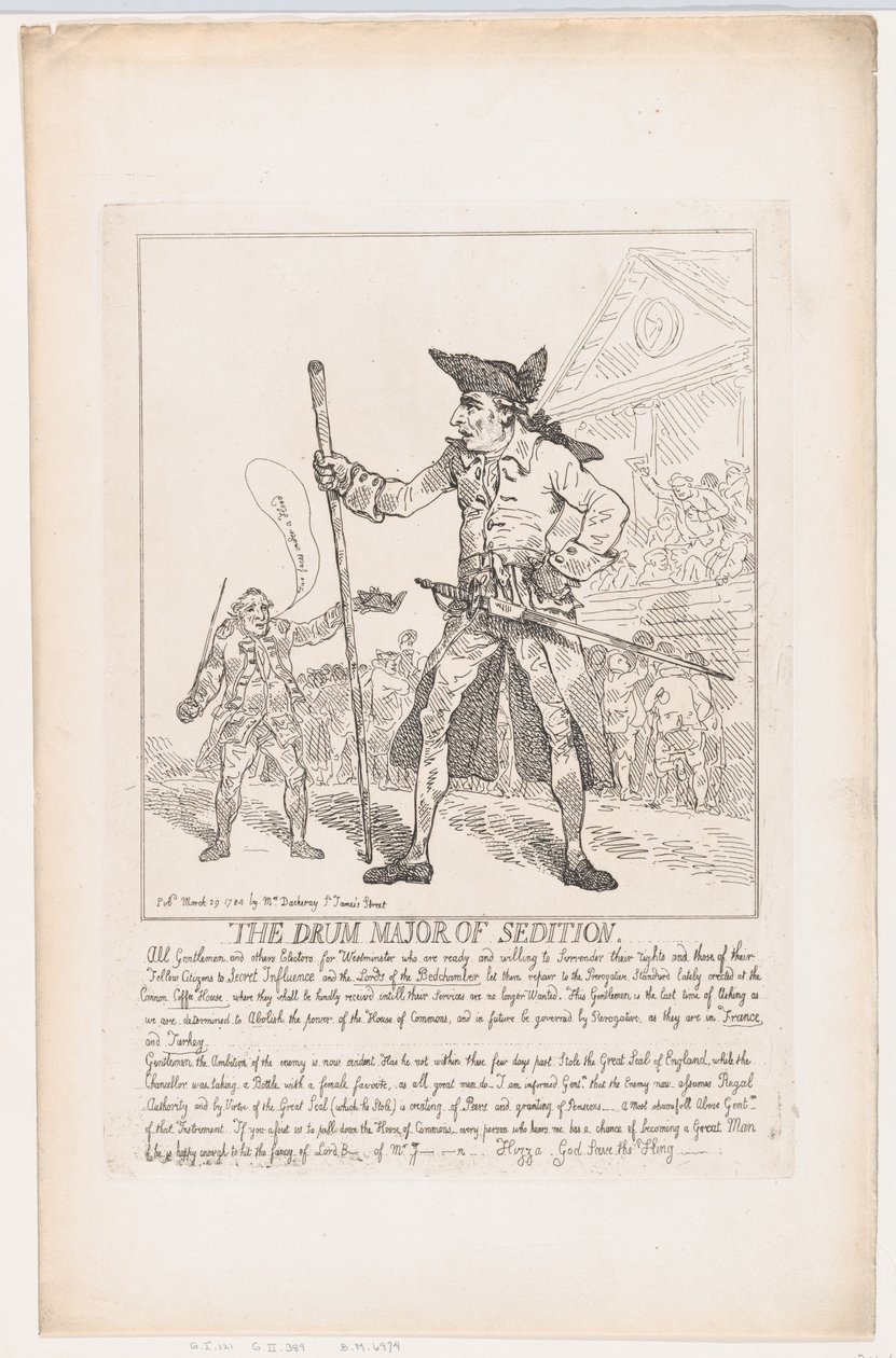 The Drum Major of Sedition, March 29, 1784., 1784年3月29日。 作者 托马斯·罗兰森