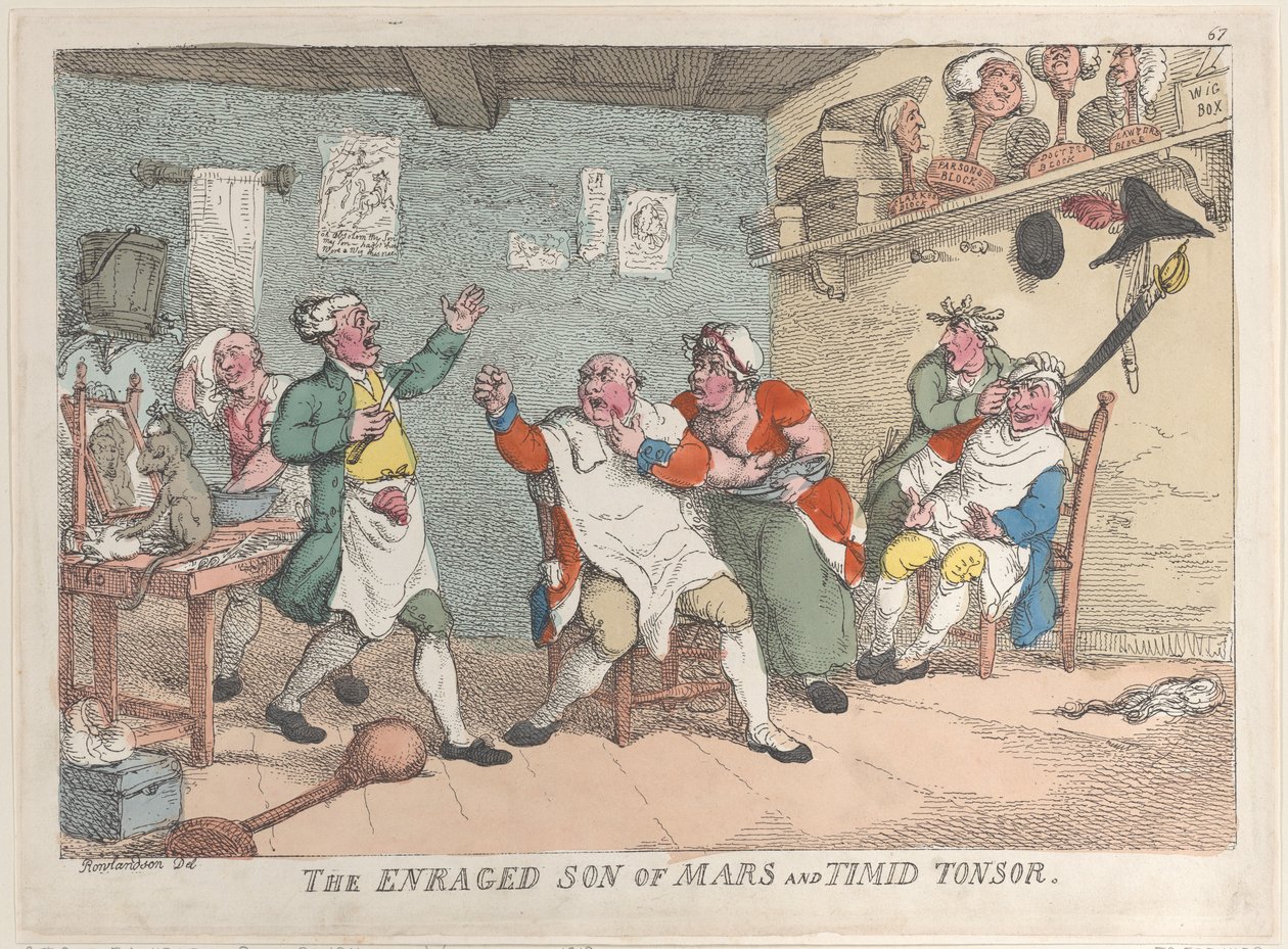 The Enraged Son of Mars and Timid Tonsor, April 20, 1811., April 20, 1811. 作者 托马斯·罗兰森