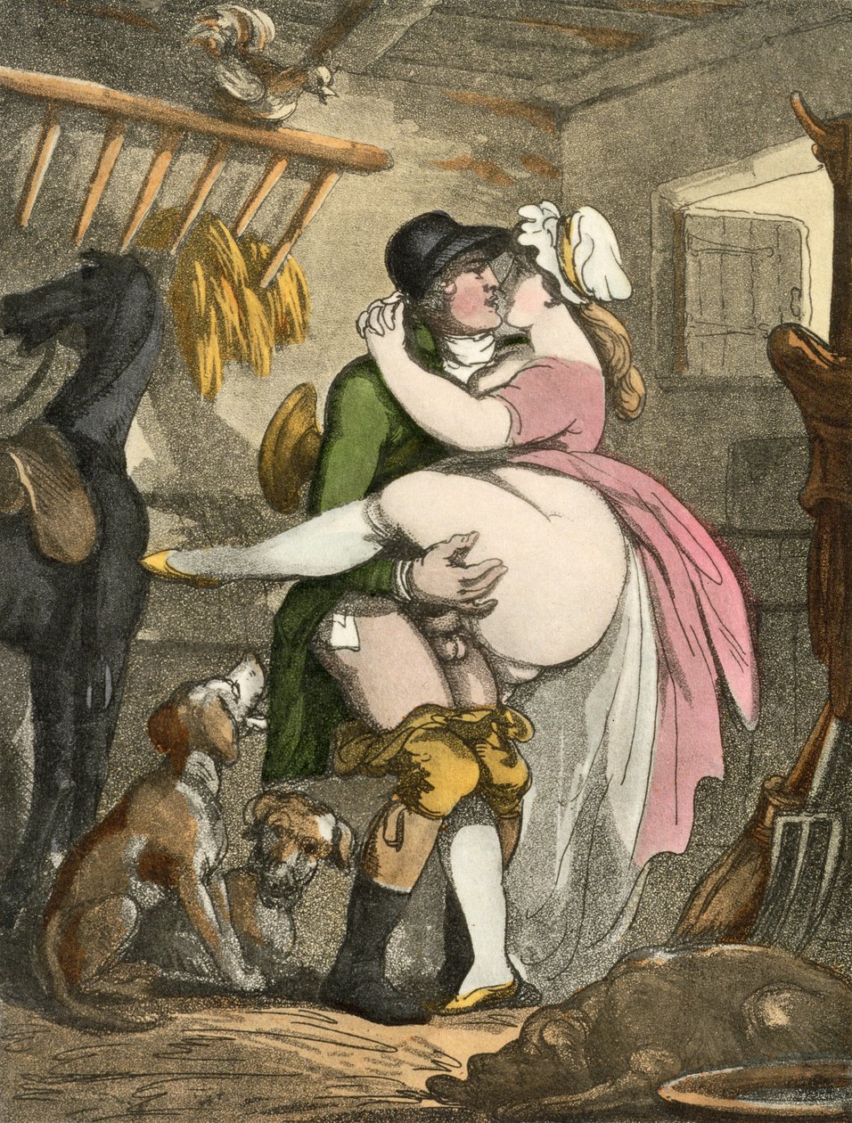 农夫和挤奶女工，1808-17（aquatint） 作者 托马斯·罗兰森