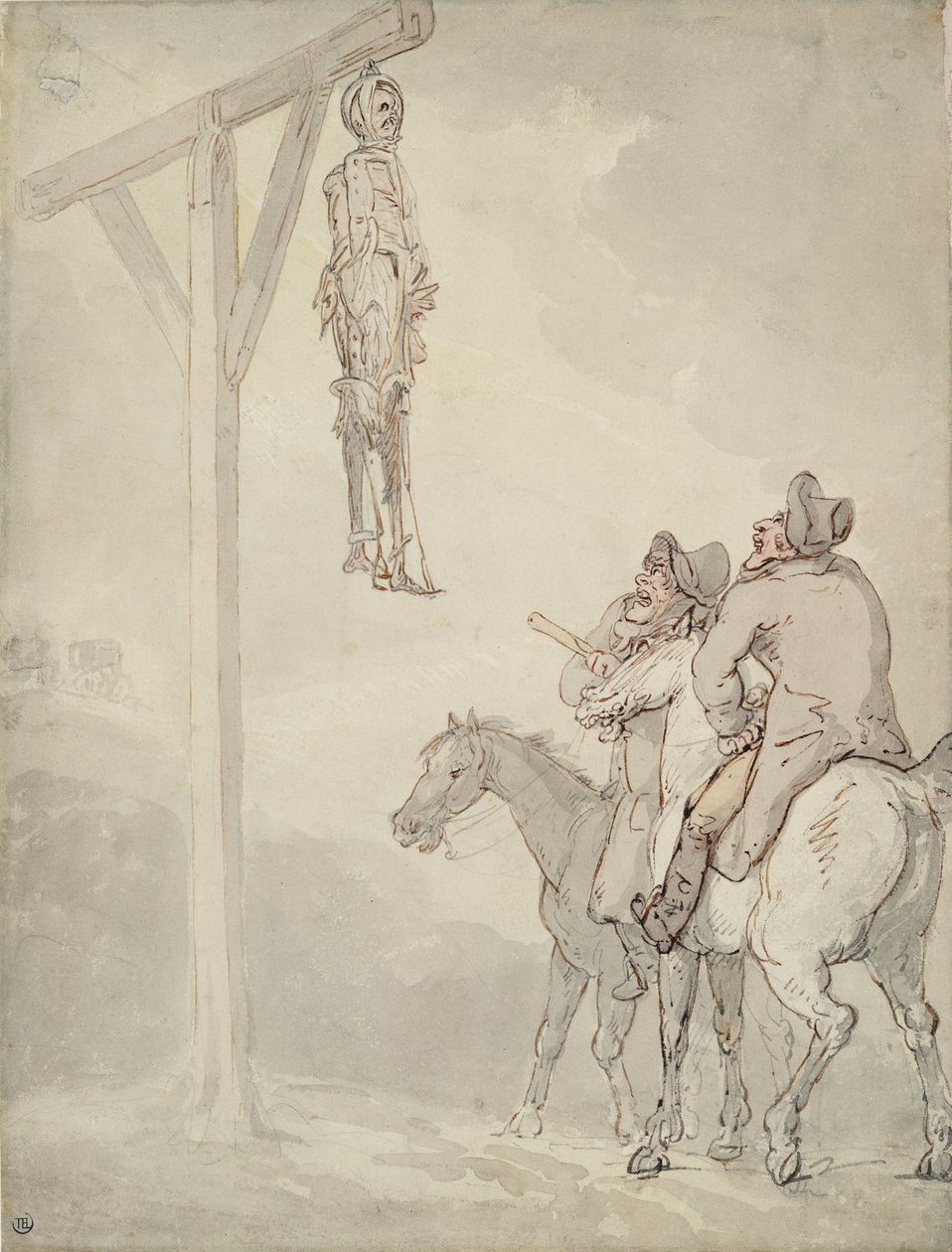 Gibbet（笔和墨水，水彩和铅笔在纸上） 作者 托马斯·罗兰森