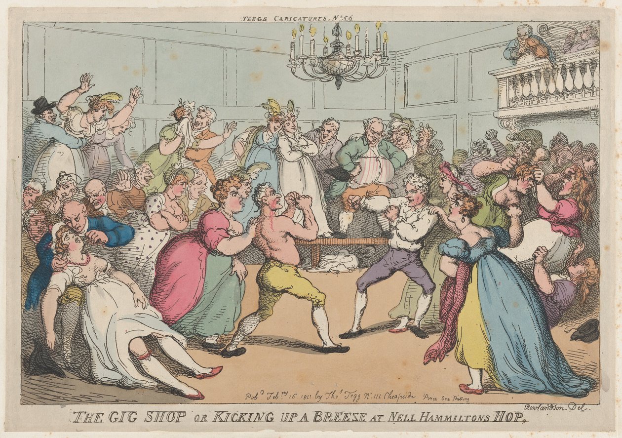 The Gig Shop or Kicking Up a Breeze at Nell Hammiltons Hop, February 16, 1811., February 16, 1811. 作者 托马斯·罗兰森