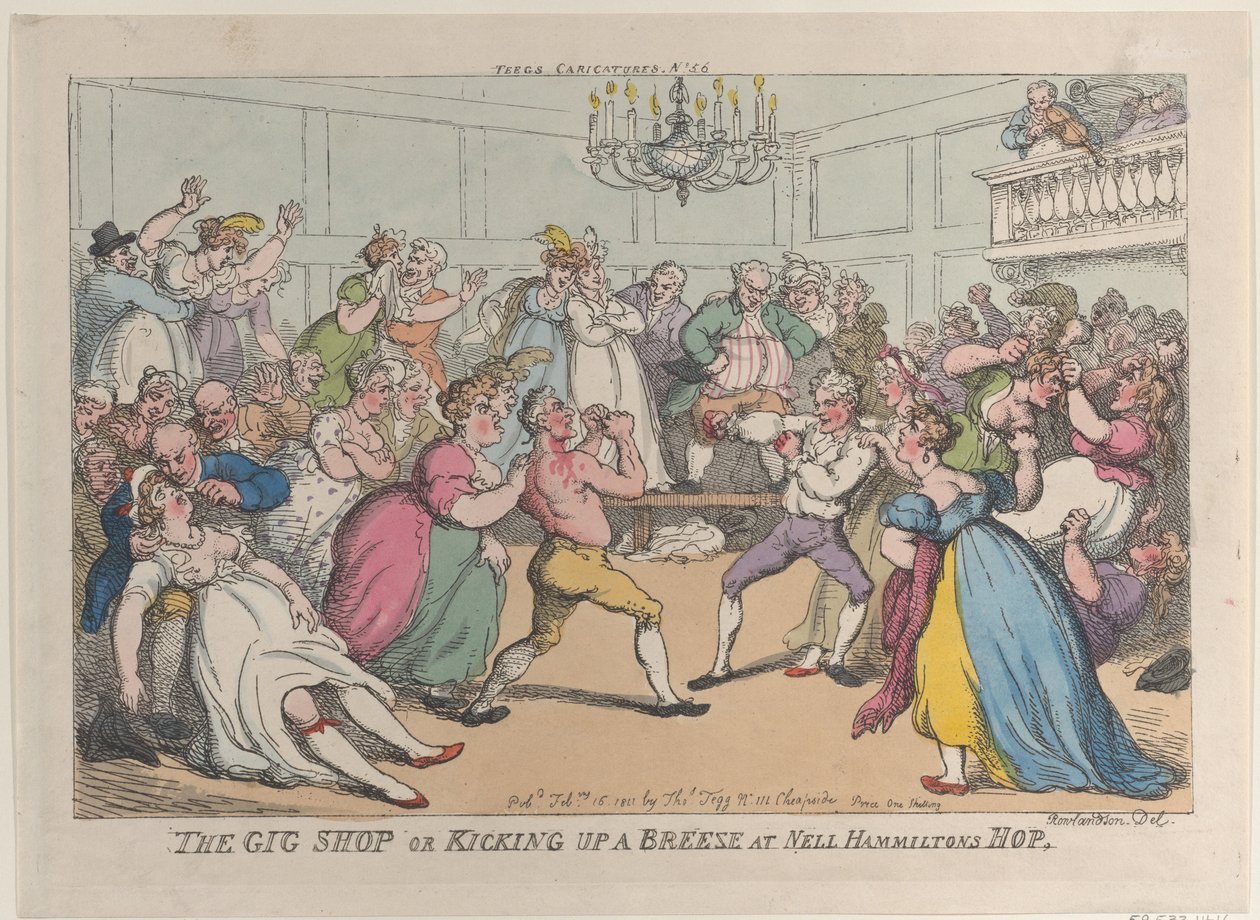 The Gig Shop or Kicking Up a Breeze at Nell Hammiltons Hop, February 16, 1811., February 16, 1811. 作者 托马斯·罗兰森