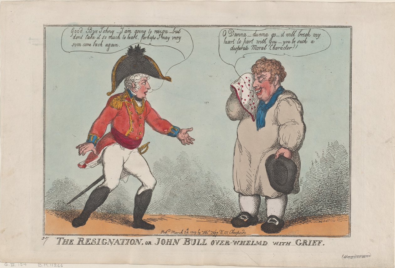 The Resignation, or John Bull Over-Whelmed with Grief, March 24, 1809., March 24, 1809. 作者 托马斯·罗兰森