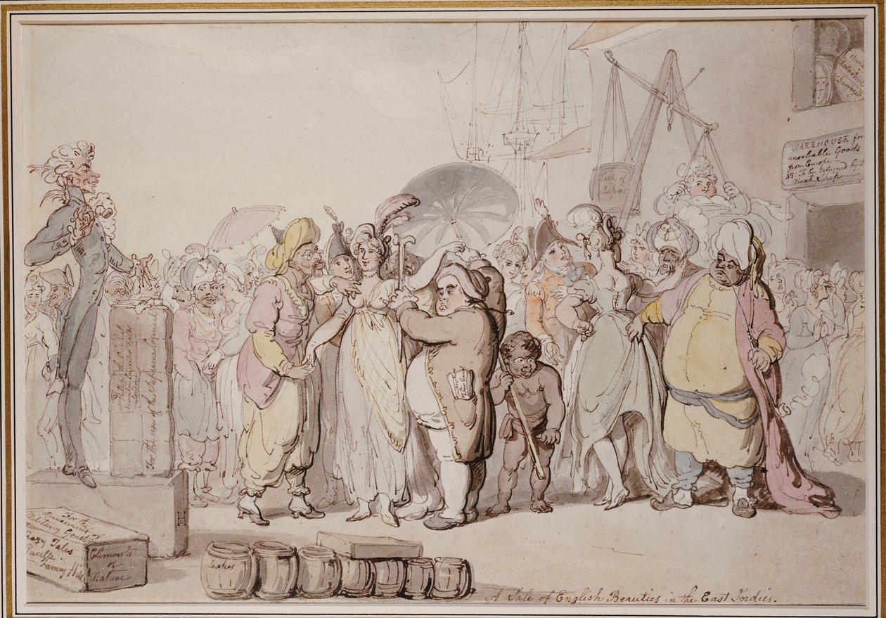 出售于东印度群岛的英国美女，约1810年 作者 托马斯·罗兰森
