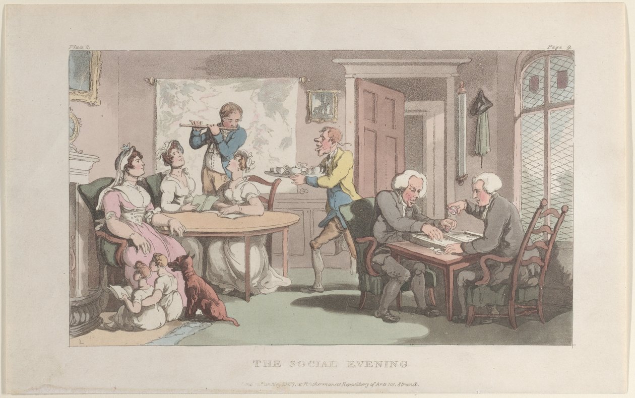 The Social Evening, from The Vicar of Wakefield, May 1, 1817., May 1, 1817. 作者 托马斯·罗兰森