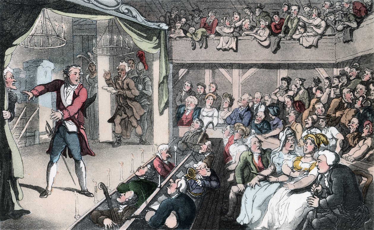 舞台，来自&39;Wakefield的牧师&39;的插图，由Oliver Goldsmith，酒吧。阿克曼，1817年（手工彩色） 作者 托马斯·罗兰森