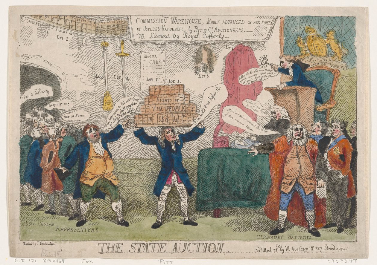 The State Auction, March 26, 1784., 1784年3月26日。 作者 托马斯·罗兰森