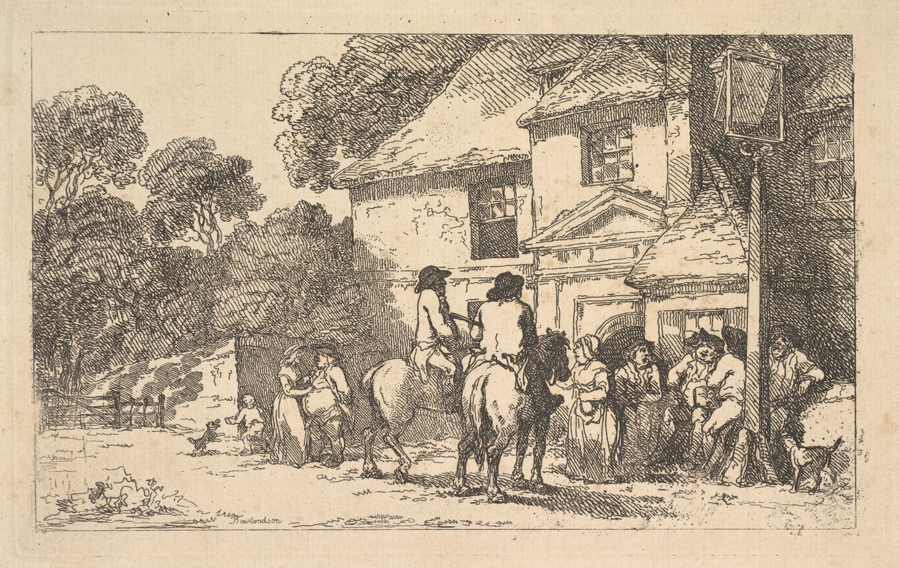 三马蹄铁，路边旅馆，1787年12月18日。 作者 托马斯·罗兰森