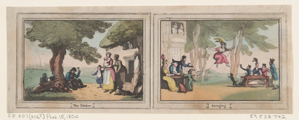 The Tinker and Swinging, August 15, 1800., August 15, 1800. 作者 托马斯·罗兰森