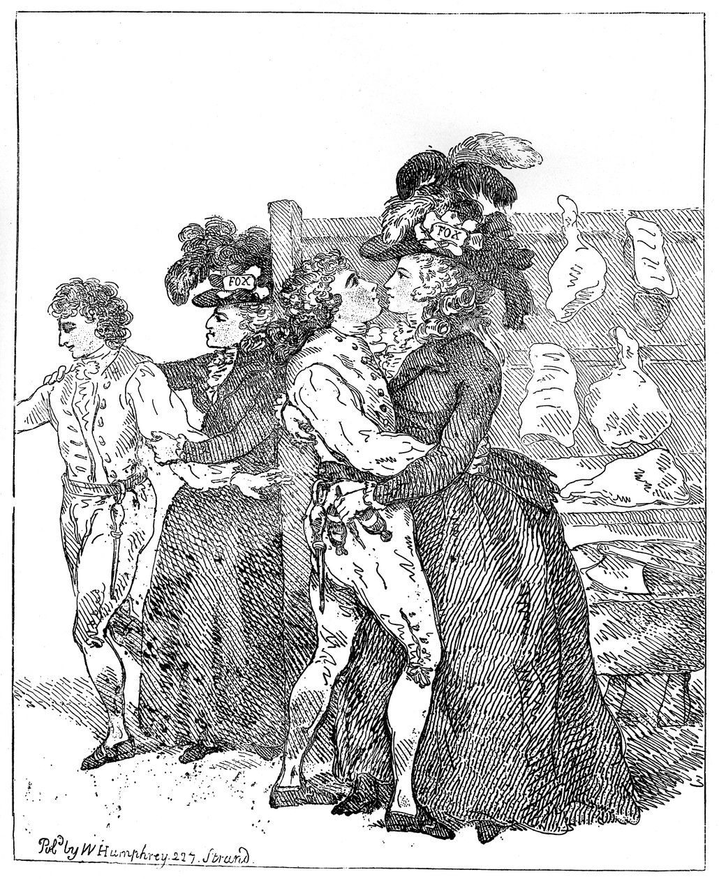 两只爱国公爵夫人在画布上要求早期民意调查的支持，1784年。 作者 托马斯·罗兰森